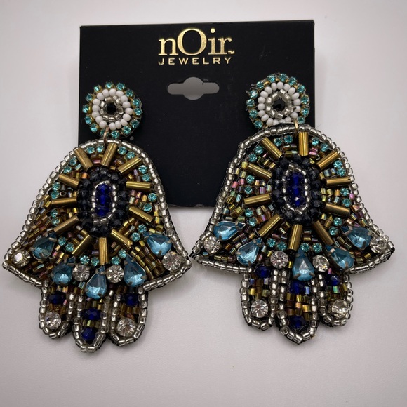 nOir jewelry pendant earrings inlaid with crystal stones - Picture 1 of 5
